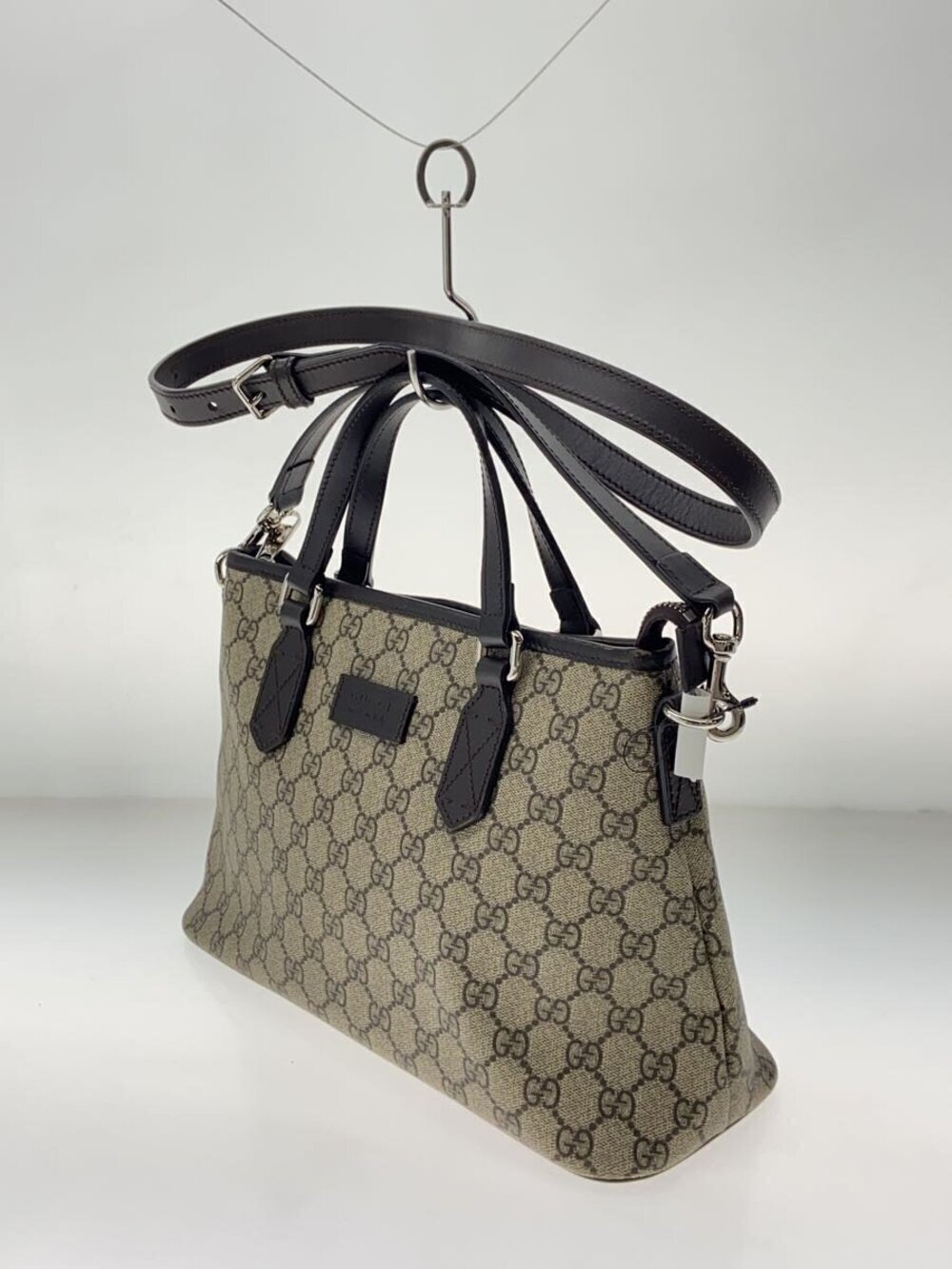 Gucci GG Bag All over Supreme Shoulder Leather Brown